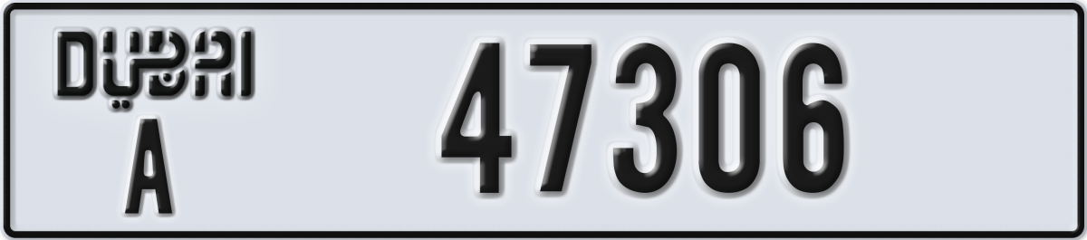 dubai License Plate Number 47306 Code A