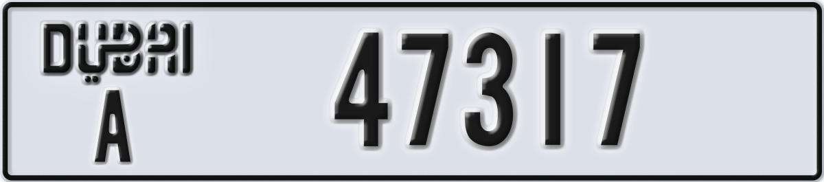 dubai License Plate Number 47317 Code A
