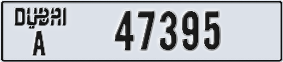 dubai License Plate Number 47395 Code A