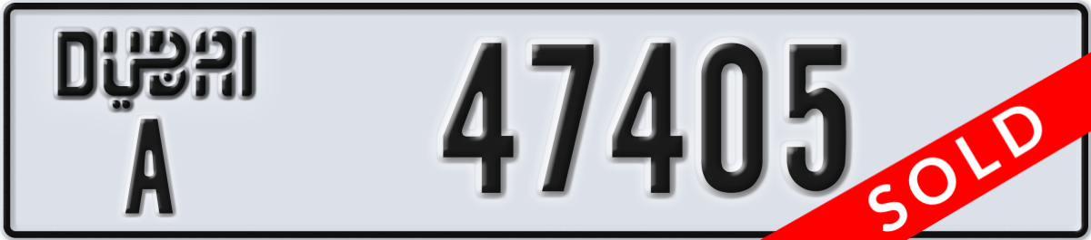 dubai License Plate Number 47405 Code A