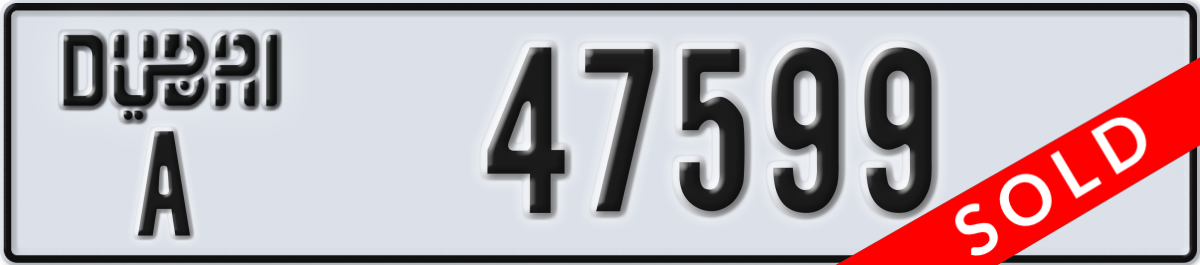 dubai License Plate Number 47599 Code A