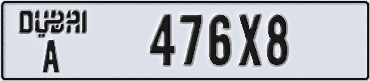 dubai License Plate Number 476X8 Code A