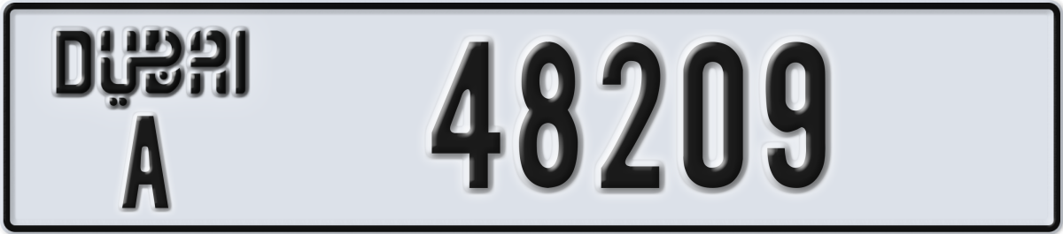 dubai License Plate Number 48209 Code A