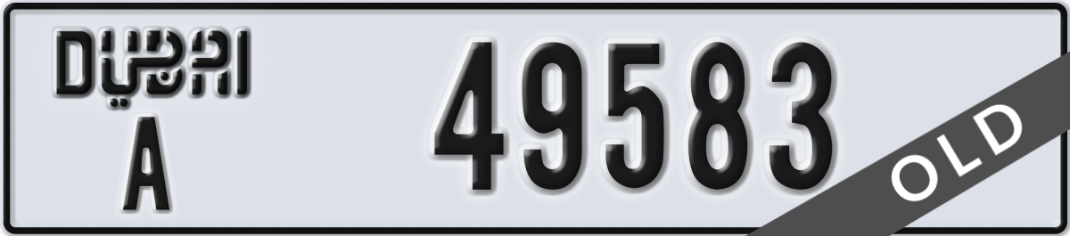 dubai License Plate Number 49583 Code A