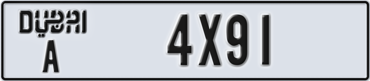 dubai License Plate Number 4X91 Code A