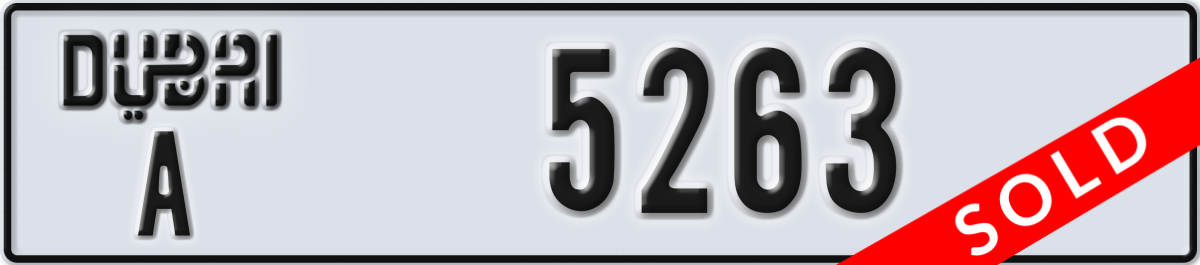 dubai License Plate Number 5263 Code A
