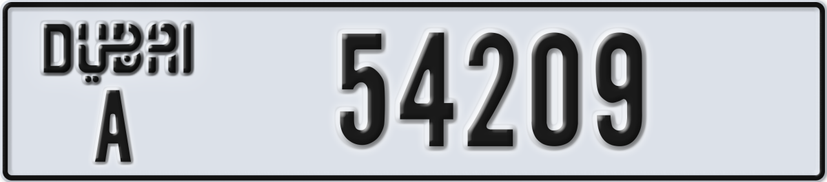 dubai License Plate Number 54209 Code A