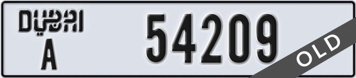 dubai License Plate Number 54209 Code A