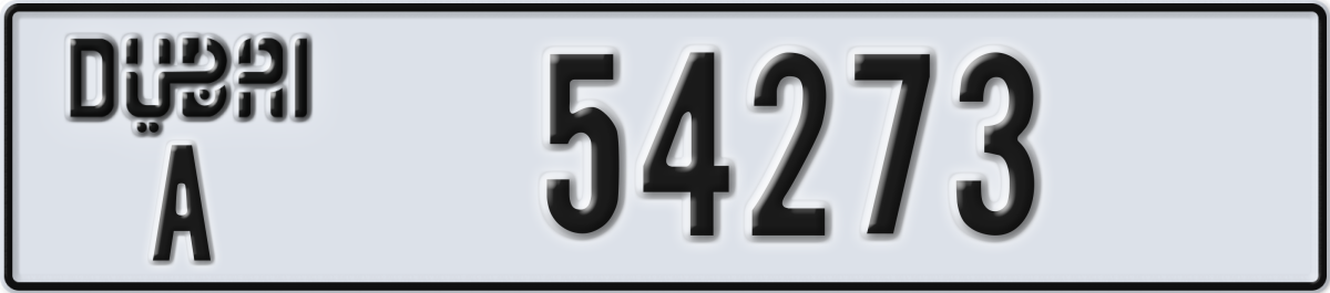 dubai License Plate Number 54273 Code A