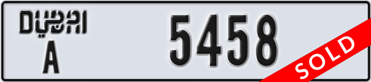 dubai License Plate Number 5458 Code A