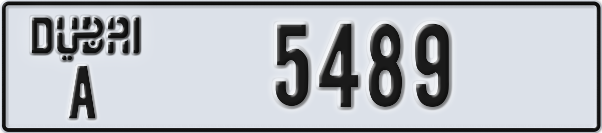 dubai License Plate Number 5489 Code A
