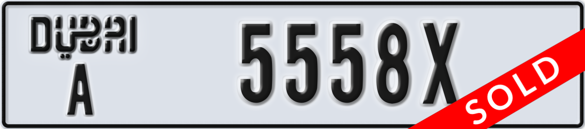 dubai License Plate Number 5558X Code A