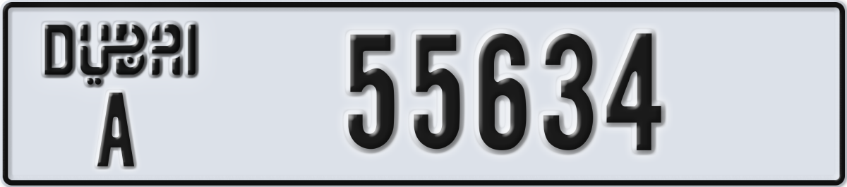 dubai License Plate Number 55634 Code A