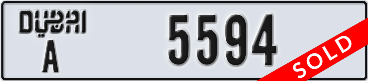 dubai License Plate Number 5594 Code A