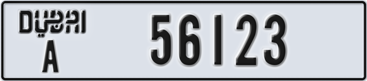 dubai License Plate Number 56123 Code A