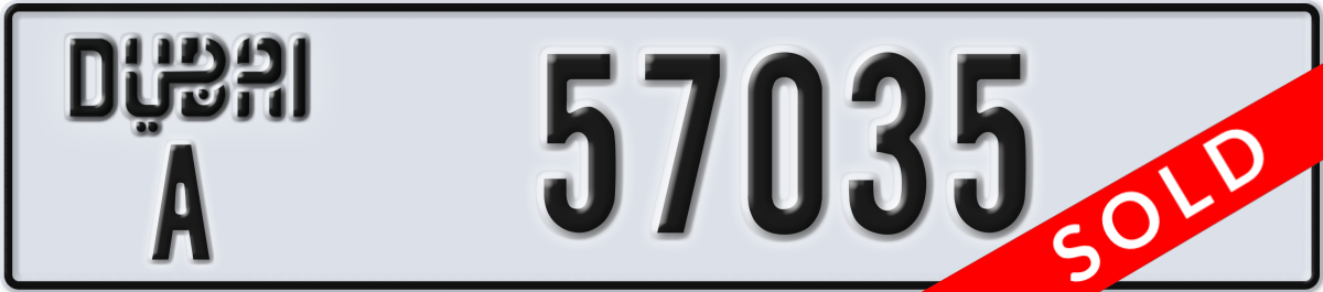 dubai License Plate Number 57035 Code A