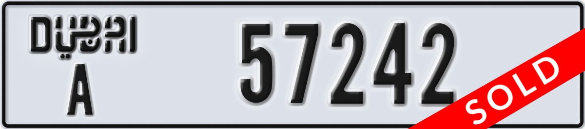 dubai License Plate Number 57242 Code A
