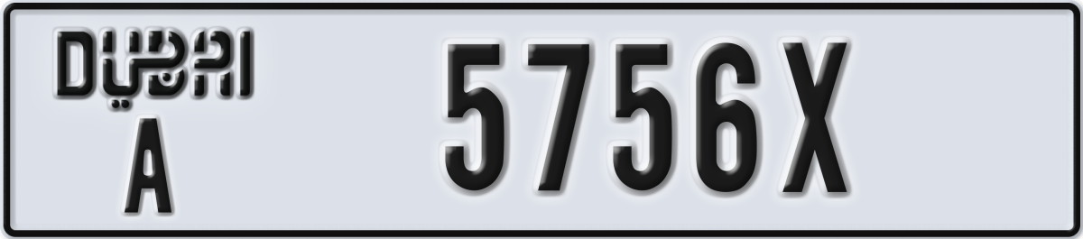 dubai License Plate Number 5756X Code A