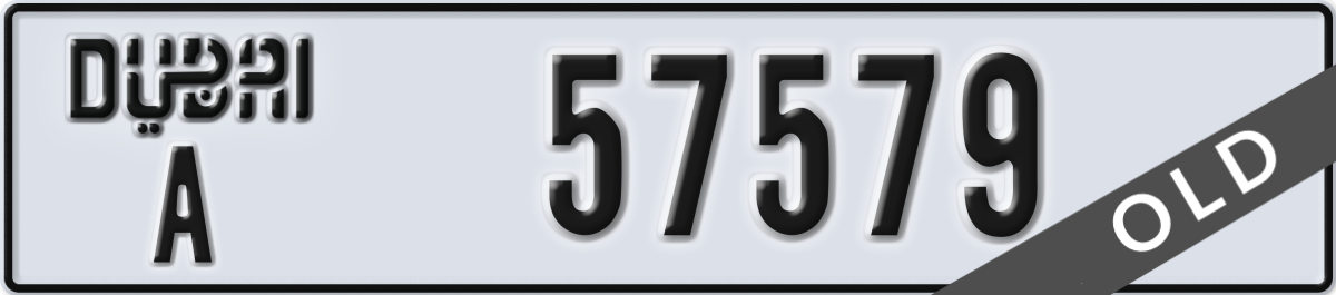 dubai License Plate Number 57579 Code A