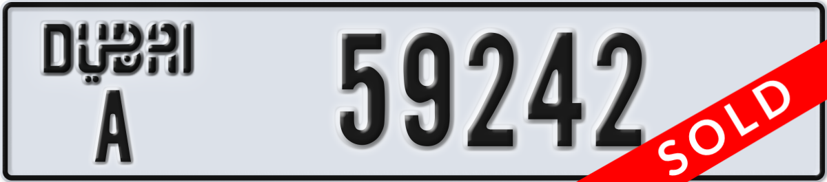dubai License Plate Number 59242 Code A