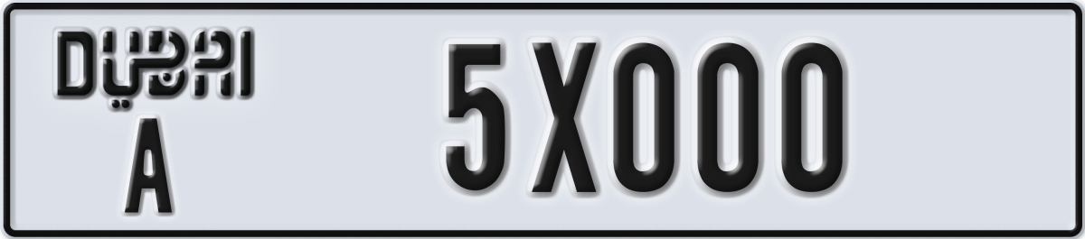 dubai License Plate Number 5X000 Code A