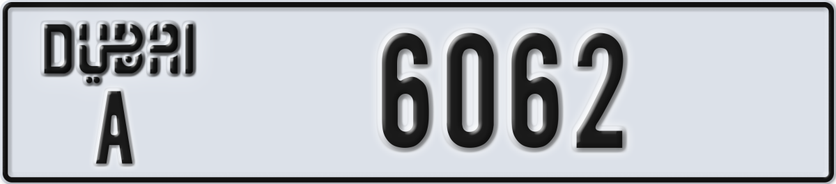 dubai License Plate Number 6062 Code A