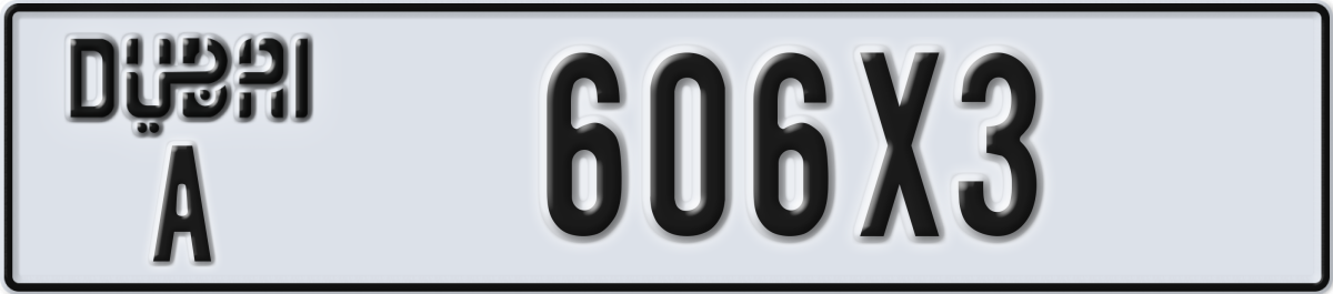 dubai License Plate Number 606X3 Code A