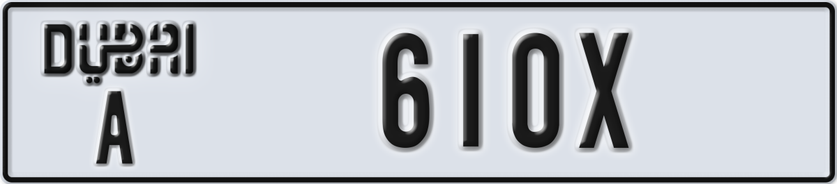 dubai License Plate Number 610X Code A