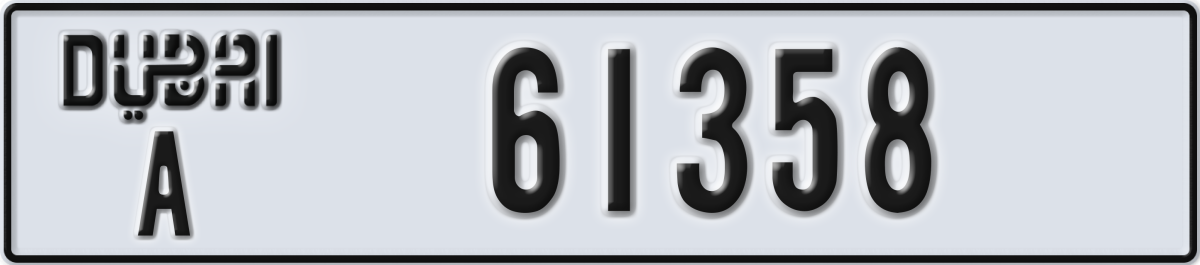 dubai License Plate Number 61358 Code A