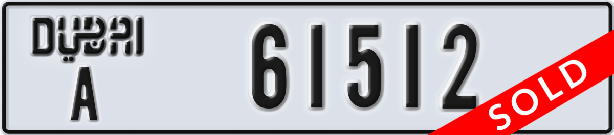 dubai License Plate Number 61512 Code A