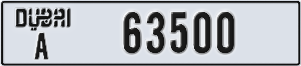 dubai License Plate Number 63500 Code A