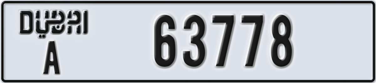 dubai License Plate Number 63778 Code A