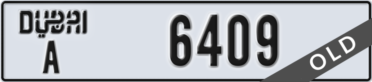 dubai License Plate Number 6409 Code A
