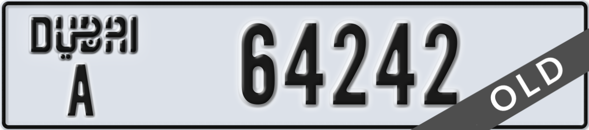 dubai License Plate Number 64242 Code A