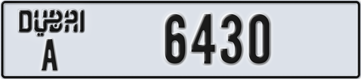 dubai License Plate Number 6430 Code A