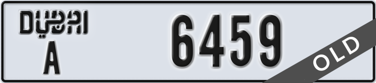 dubai License Plate Number 6459 Code A