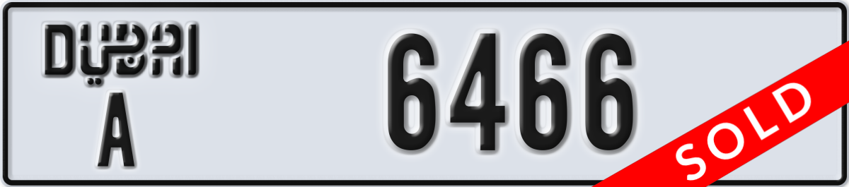 dubai License Plate Number 6466 Code A