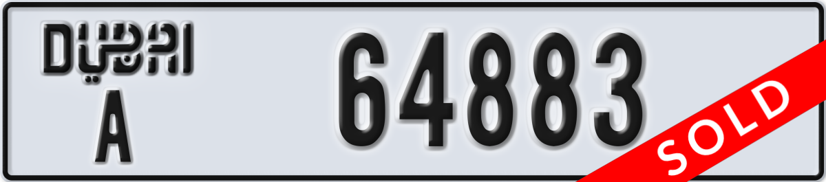 dubai License Plate Number 64883 Code A
