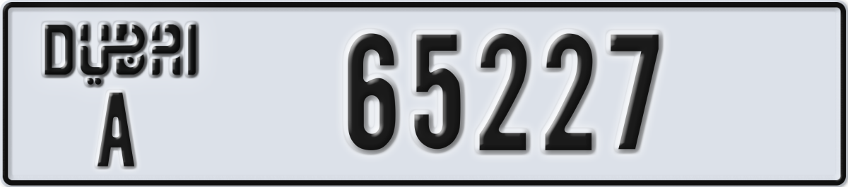 dubai License Plate Number 65227 Code A