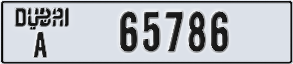 dubai License Plate Number 65786 Code A