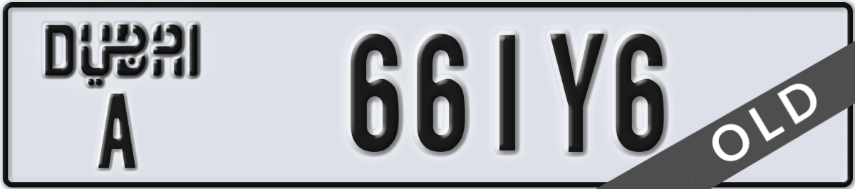 dubai License Plate Number 661Y6 Code A