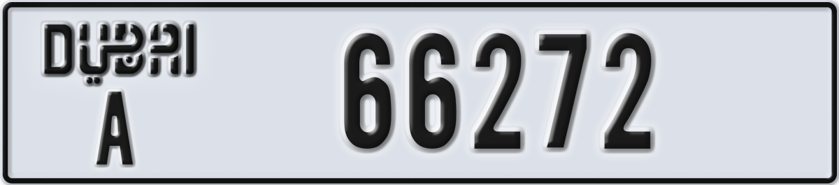 dubai License Plate Number 66272 Code A