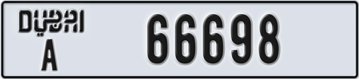 dubai License Plate Number 66698 Code A