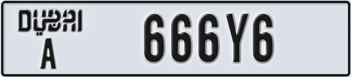 dubai License Plate Number 666Y6 Code A
