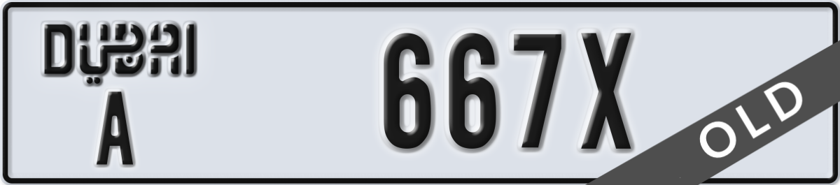dubai License Plate Number 667X Code A