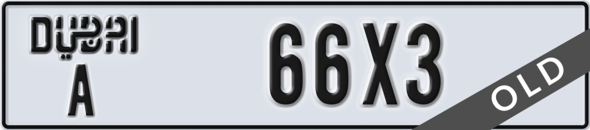 dubai License Plate Number 66X3 Code A