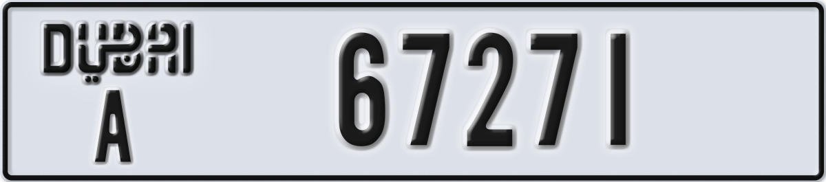 dubai License Plate Number 67271 Code A