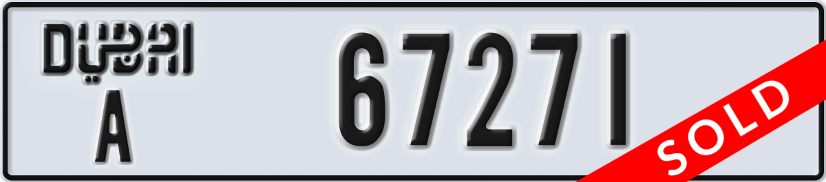 dubai License Plate Number 67271 Code A