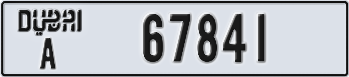 dubai License Plate Number 67841 Code A