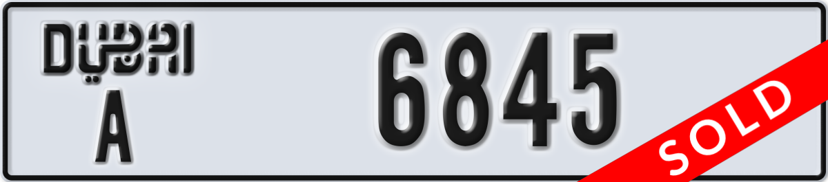 dubai License Plate Number 6845 Code A
